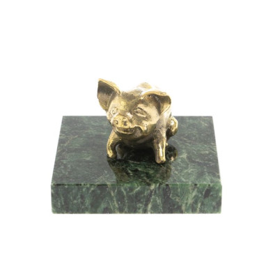 Статуэтка &quot;Поросенок сидит&quot; шабровский змеевик бронза