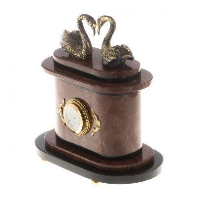 Часы &quot;Пара лебедей&quot; бронза лемезит