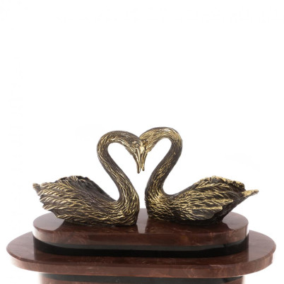 Часы &quot;Пара лебедей&quot; бронза лемезит