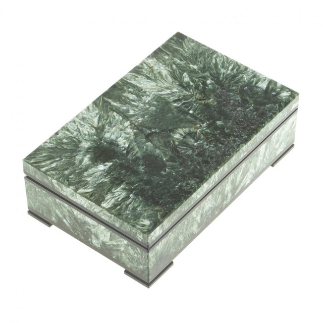 Каменная шкатулка из серафинита 13,5х8,5х4см