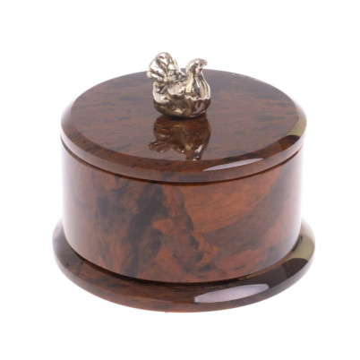 Шкатулка &quot;Певчая птица&quot; коричневый обсидиан 7,5х7,5х7,5 см