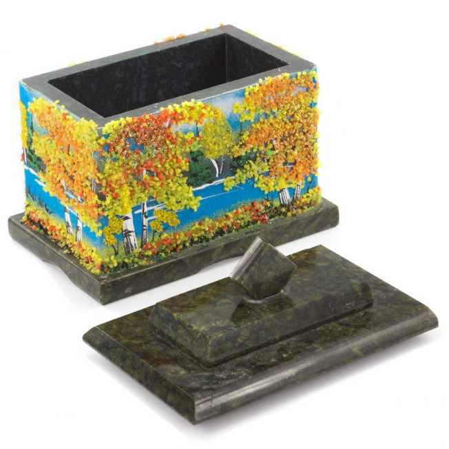 Шкатулка с рисунком из каменной крошки &quot;Осень&quot; 10,5х7х10 см