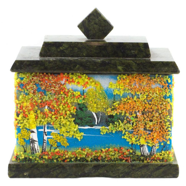 Шкатулка с рисунком из каменной крошки &quot;Осень&quot; 10,5х7х10 см