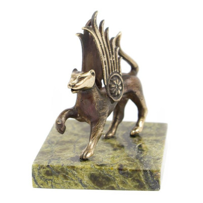 Статуэтка из бронзы &quot;Ак барс&quot; змеевик