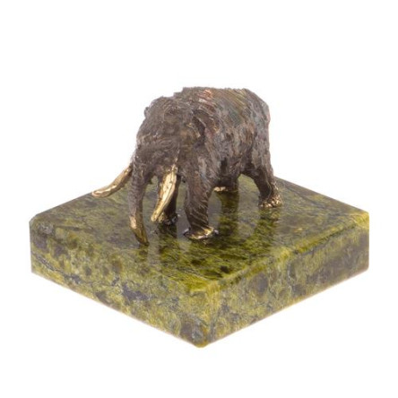 Статуэтка из бронзы "Мамонт" на подставке из змеевика