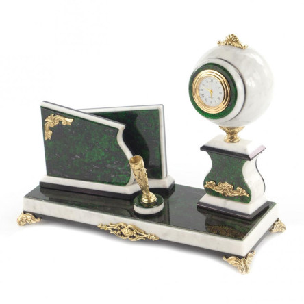 Набор с визитницей из зеленого змеевика