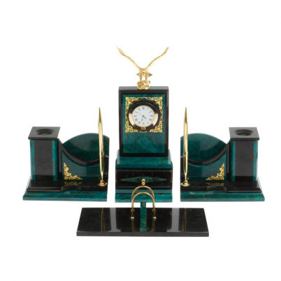 Настольный набор "Горный орел" змеевик темно-зеленый