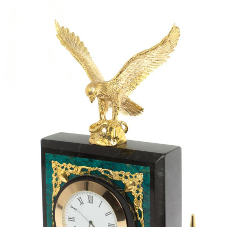 Настольный набор "Горный орел" змеевик темно-зеленый