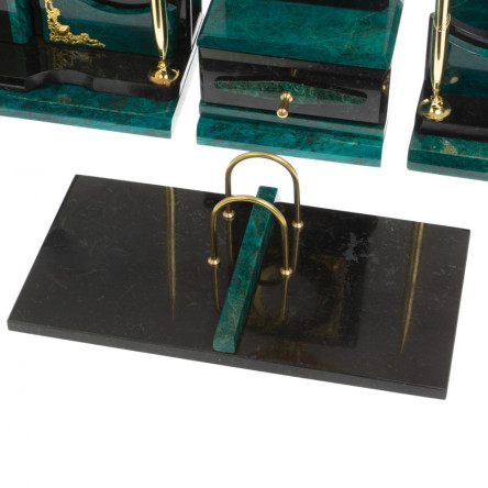 Настольный набор "Горный орел" змеевик темно-зеленый