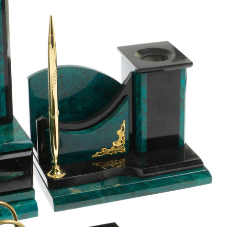 Настольный набор "Горный орел" змеевик темно-зеленый