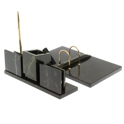 Письменный набор &quot;Менеджер&quot; из змеевика с часами