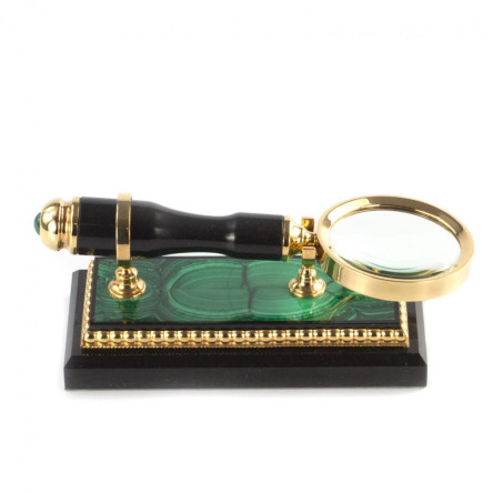 Канцелярский набор лупа и нож "Малахит" в подарочной коробке Златоуст