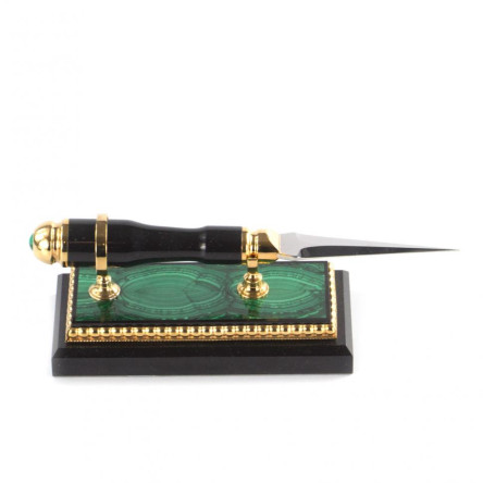 Канцелярский набор лупа и нож "Малахит" в подарочной коробке Златоуст