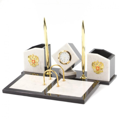 Настольный набор &quot;Куб&quot; из натурального мрамора