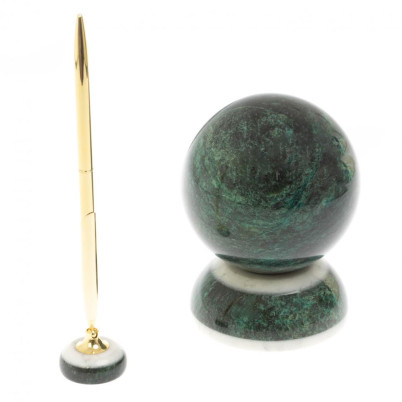 Настольные часы &quot;Шар Антистресс&quot; из змеевика 10 см с ручкой