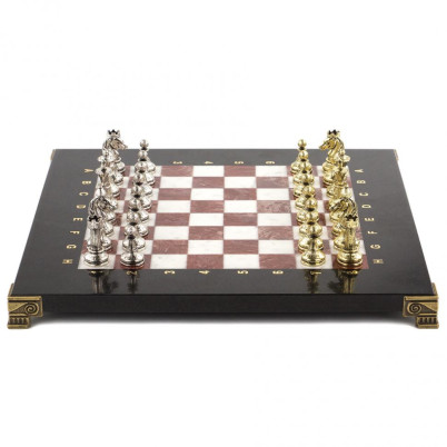 Шахматы турнирные "Стаунтон" доска 28х28 см лемезит мрамор