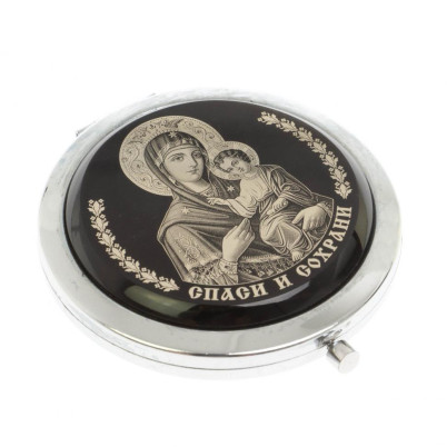 Зеркало с иконой &quot;Богородица&quot; из черного обсидиана