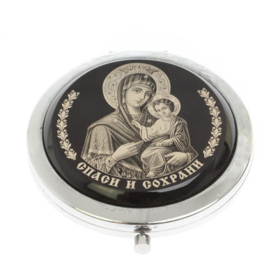 Зеркало с иконой &quot;Богородица&quot; из черного обсидиана