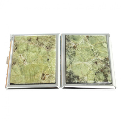 Портсигар на 10 сигарет с зажигалкой камень желтый апатит