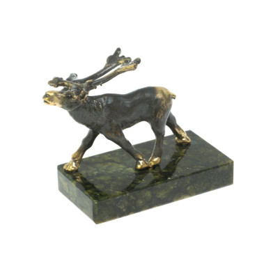 Статуэтка &quot;Олень шагает&quot; бронза змеевик