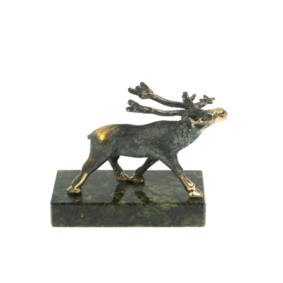 Статуэтка &quot;Олень шагает&quot; бронза змеевик