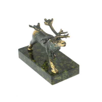 Статуэтка &quot;Олень шагает&quot; бронза змеевик