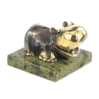 Статуэтка &quot;Бегемот разиня&quot; бронза змеевик