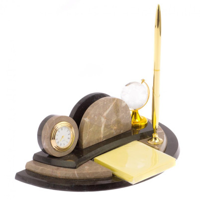 Настольный мини-набор &quot;Глобус&quot; для бумаг из бежевого мрамора