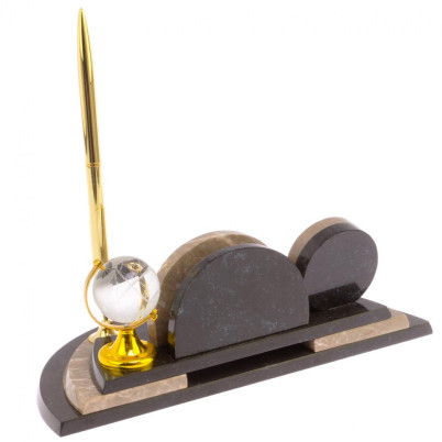 Настольный мини-набор &quot;Глобус&quot; для бумаг из бежевого мрамора