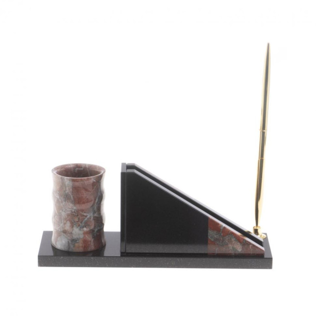 Письменный мини-набор с часами из яшмы