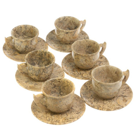 Чайный набор 6 чашек на блюдце из ракушечника