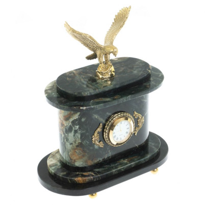 Часы &quot;Орел&quot; из зеленого офиокальцита и бронзы