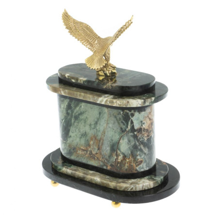 Часы "Орел" из зеленого офиокальцита и бронзы