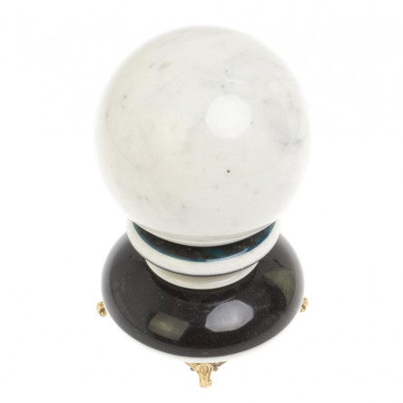 Шар "Антистресс" из белого мрамора 10,5 см на подставке