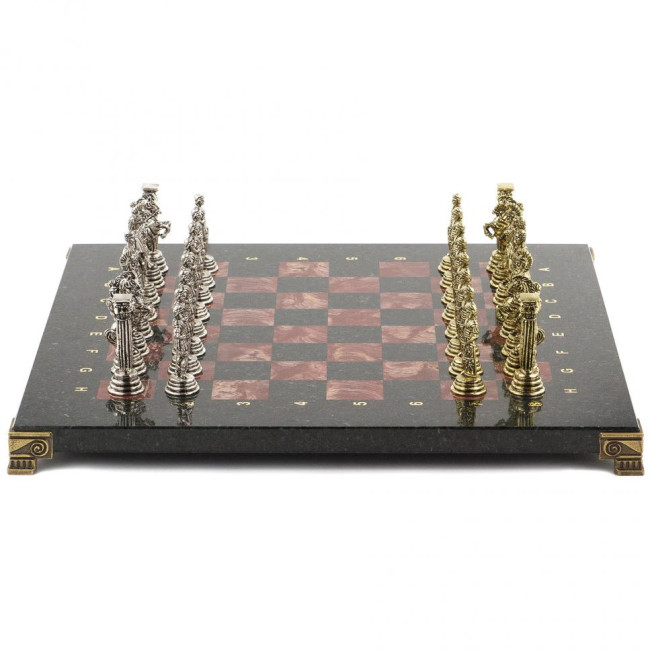 Шахматы подарочные "Римские легионеры" 32х32 см лемезит