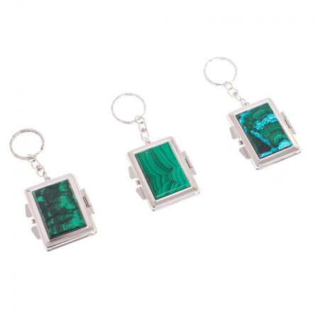 Складное зеркало брелок из малахита прямоугольное