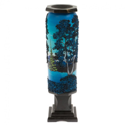 Каменная ваза &quot;Раннее утро&quot; 8х8х29 см черный змеевик