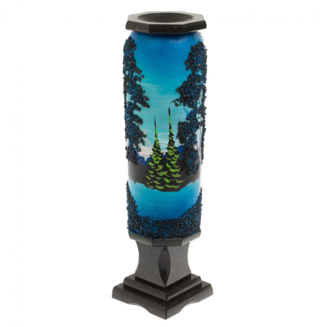 Каменная ваза &quot;Раннее утро&quot; 8х8х29 см черный змеевик