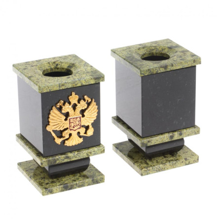 Настольный набор с символикой России камень змеевик