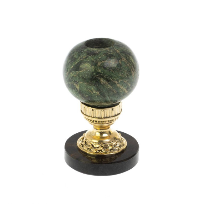 Подсвечник из бронзы &quot;Шар&quot; змеевик офиокальцит
