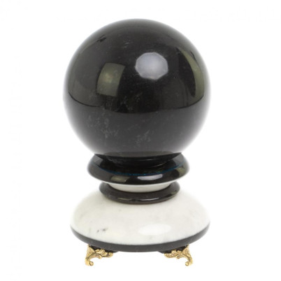 Шар &quot;Антистресс&quot; из черного мрамора 10,5 см на подставке