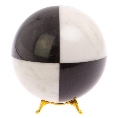 Шар из черного змеевика и мрамора 12,5 см