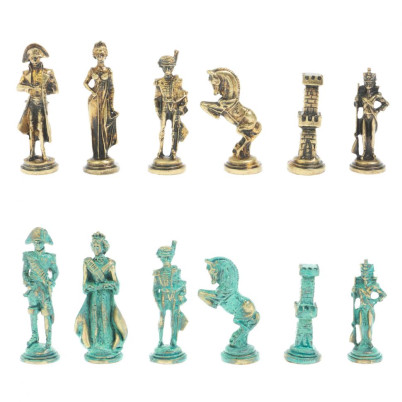 Шахматы &quot;Отечественная война 1812 г. &quot; фигуры бронза / патина 40х40 см серый мрамор