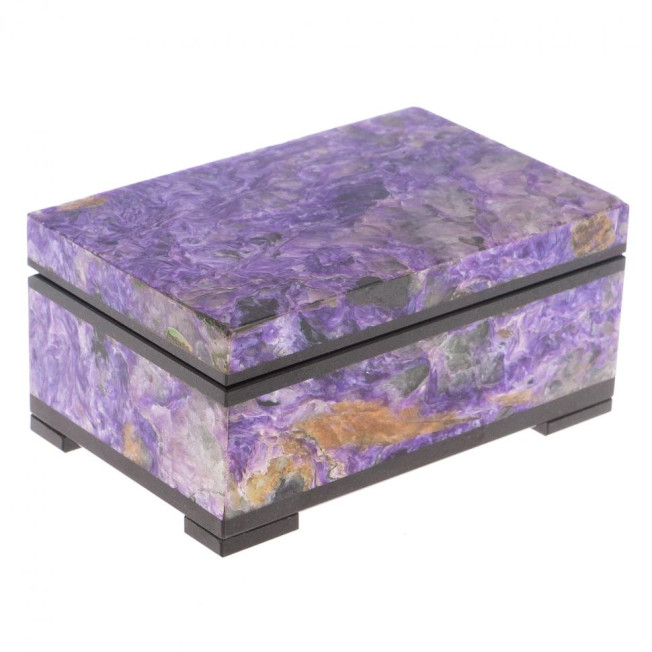 Каменная шкатулка из чароита 9х6х4 см