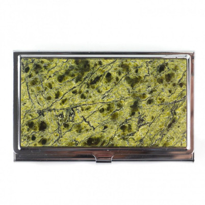 Визитница карманная со змеевиком цвет серебро