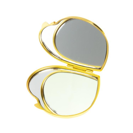 Зеркало карманное "Сердце" из малахита с хризоколлой цвет золото