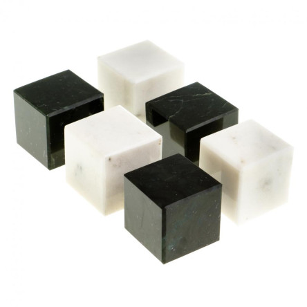 Камни для виски 6 кубиков микс черный змеевик, белый мрамор