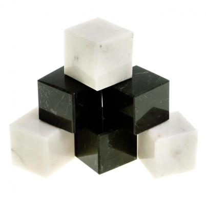 Камни для виски 6 кубиков микс черный змеевик, белый мрамор