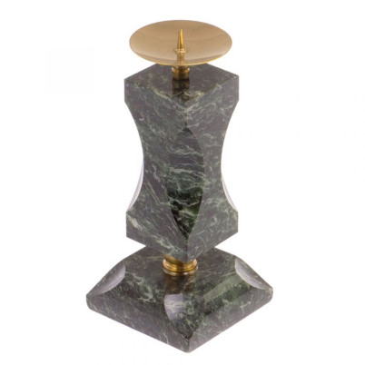 Подсвечник фигурный из темно-зеленого змеевика