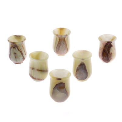 Набор стопок из оникса 6 штук в футляре 40 мл 5х6,5 см (2х3)